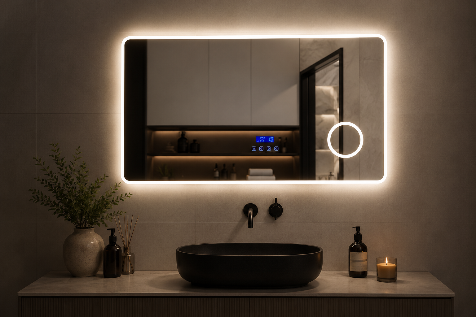 Miroir LED Connecté avec Bluetooth – Éclairage Intelligent & Design Moderne