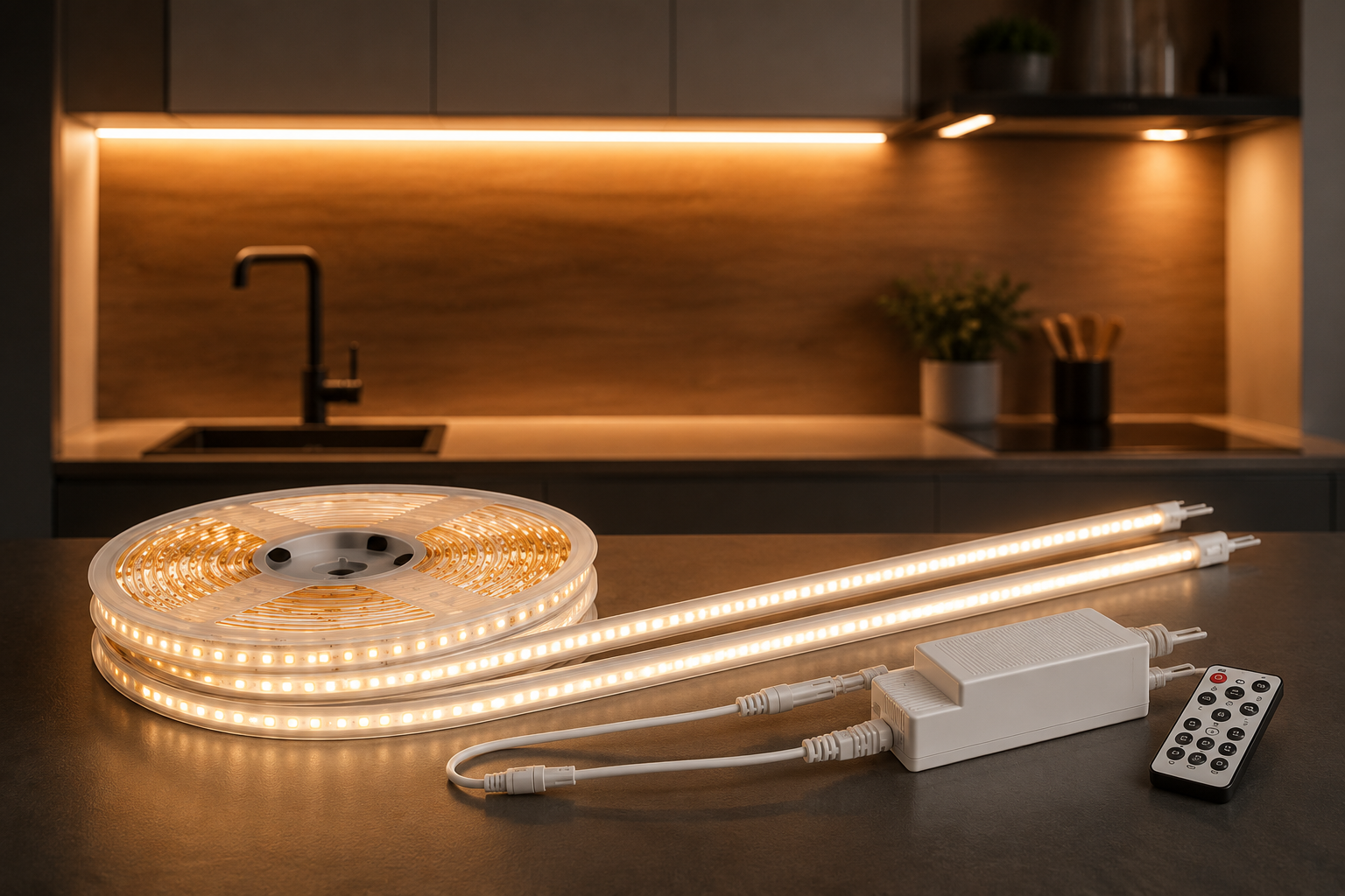 Bande LED Intelligente – Éclairage Ambiance Blanc Chaud & Intensité Réglable