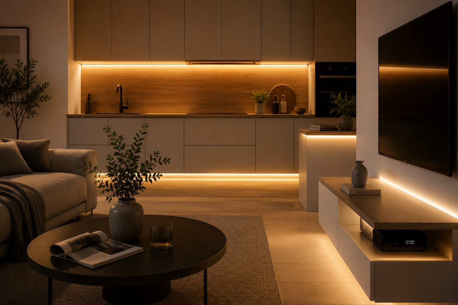 Bande LED Intelligente – Éclairage Ambiance Blanc Chaud & Intensité Réglable