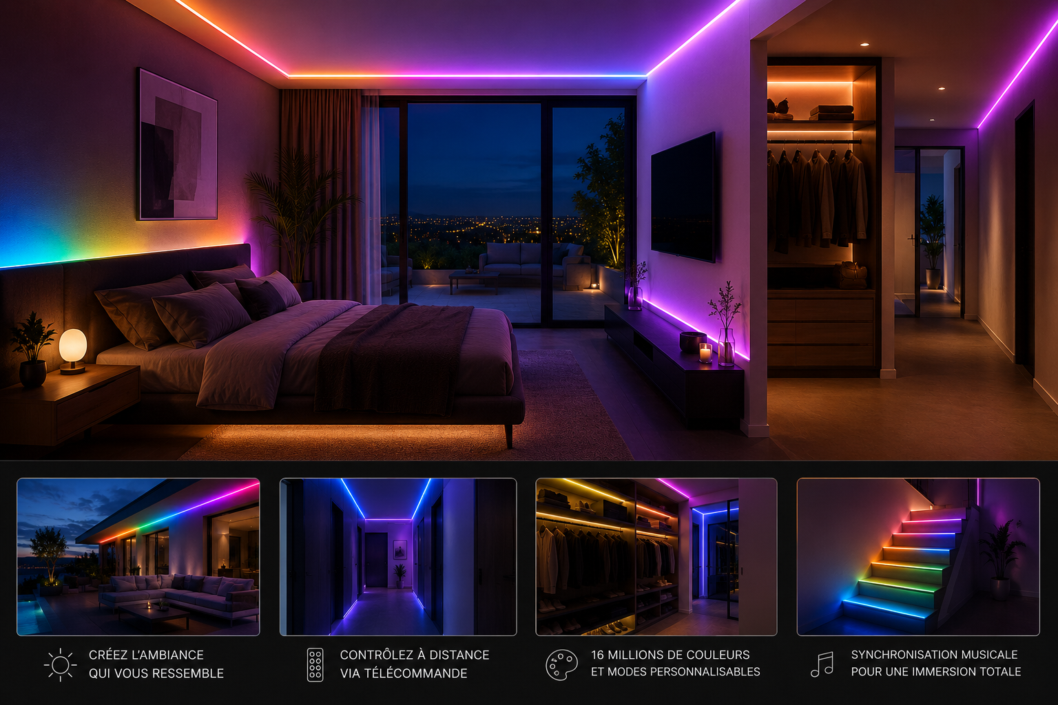 Ruban LED 30M RGB Bluetooth – Multicolore & Musical