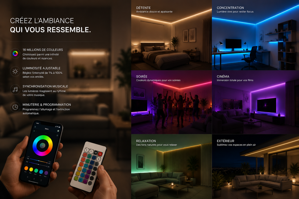 Ruban LED 30M RGB Bluetooth – Multicolore & Musical